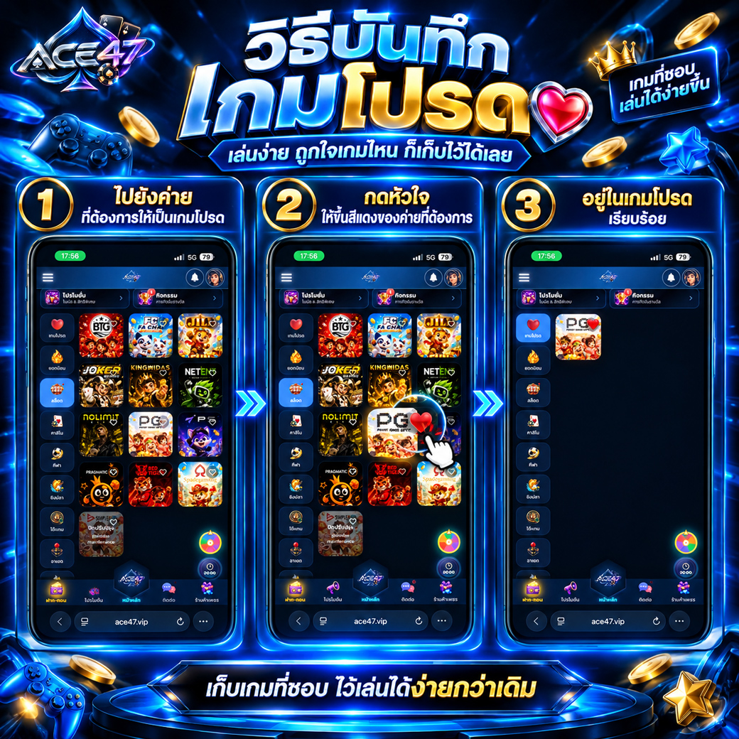 วิธีบันทึกเกมโปรด ACE47 ด้วยปุ่มรูปหัวใจ